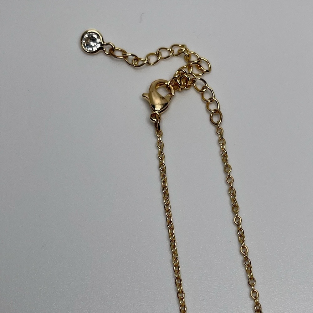 Gold Necklace with CZ Diamond - Picture 4 of 4